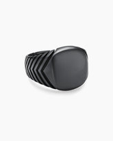 Chevron Signet Ring in Black Titanium, 18mm